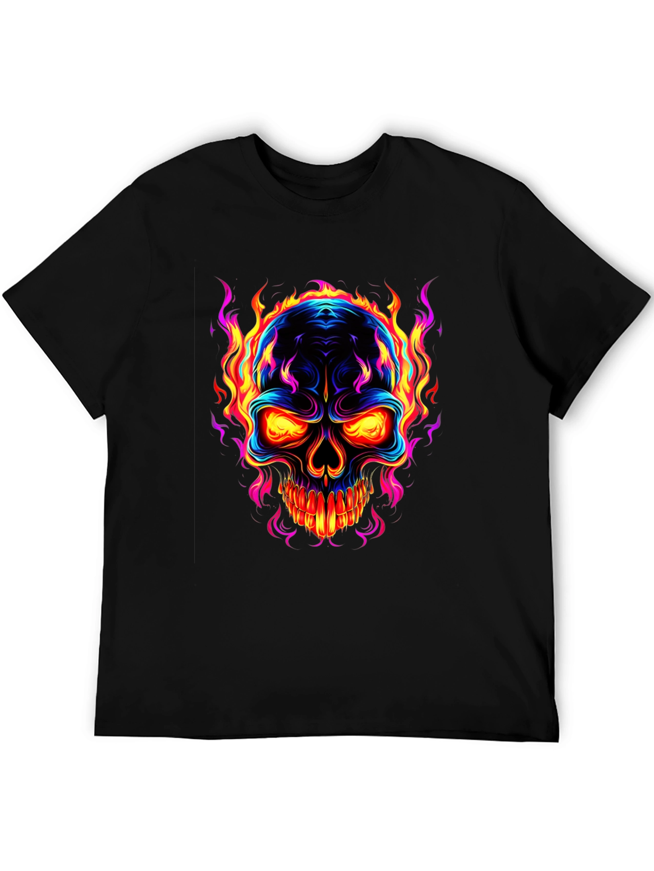 Flaming Skull Graphic Black T-Shirt
