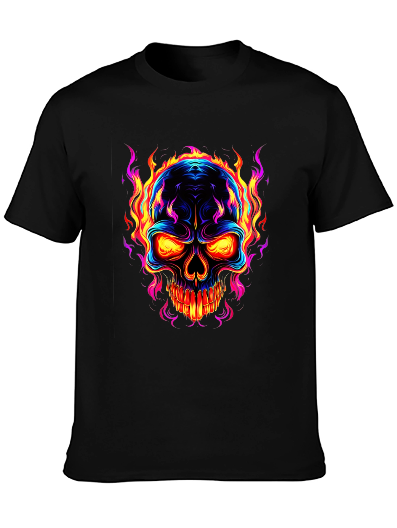 Flaming Skull Graphic Black T-Shirt