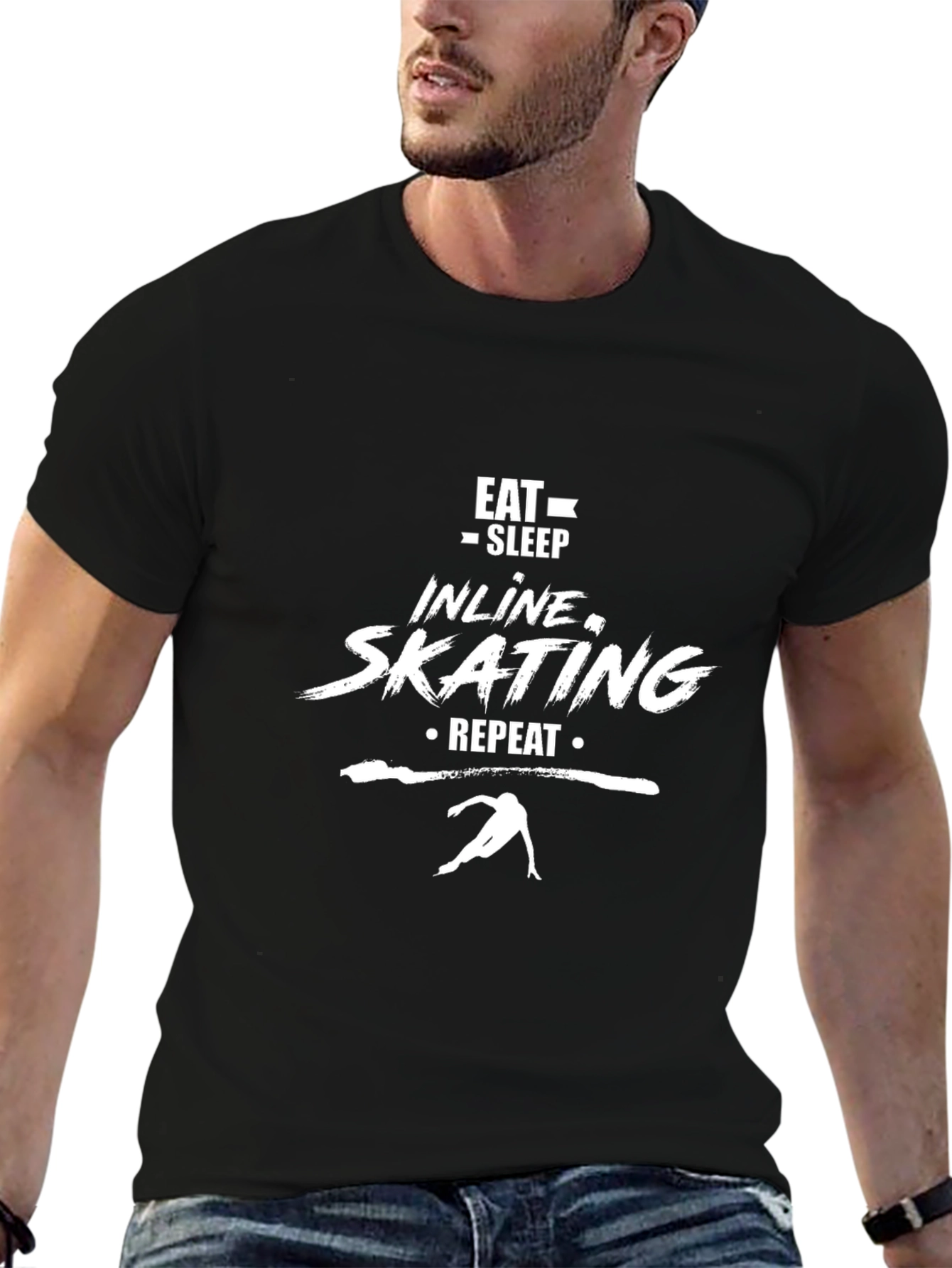 Eat Sleep Inline Skating Repeat Black T-Shirt