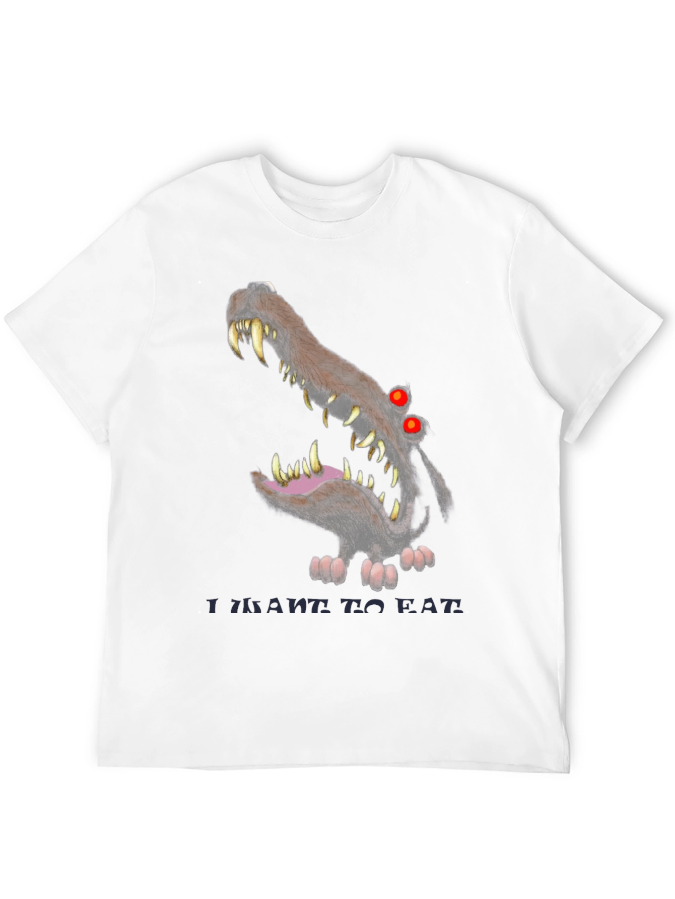 Scary Wolf Graphic Print Black T-Shirt
