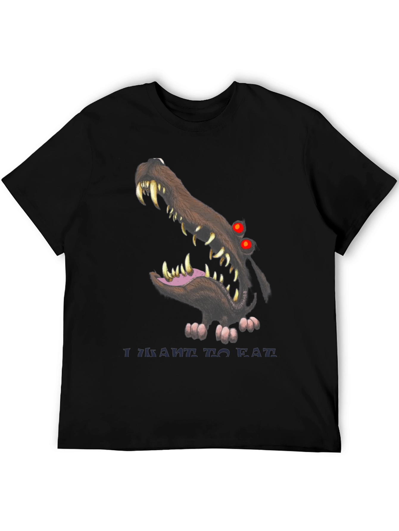 Scary Wolf Graphic Print Black T-Shirt