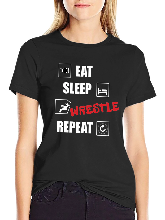 Eat Sleep Wrestle Repeat Graphic T-Shirt