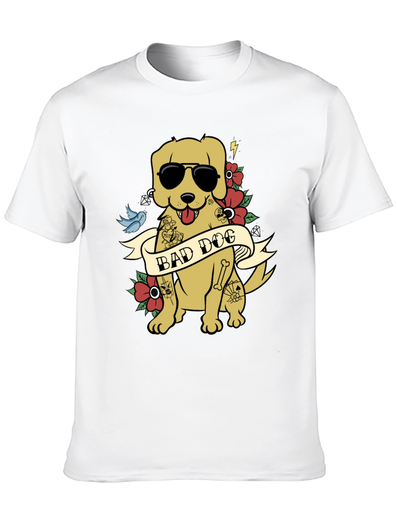 Bad Dog Graphic Tee - Funny Tattooed Dog T-Shirt