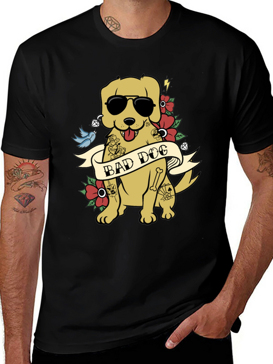 Bad Dog Graphic Tee - Funny Tattooed Dog T-Shirt