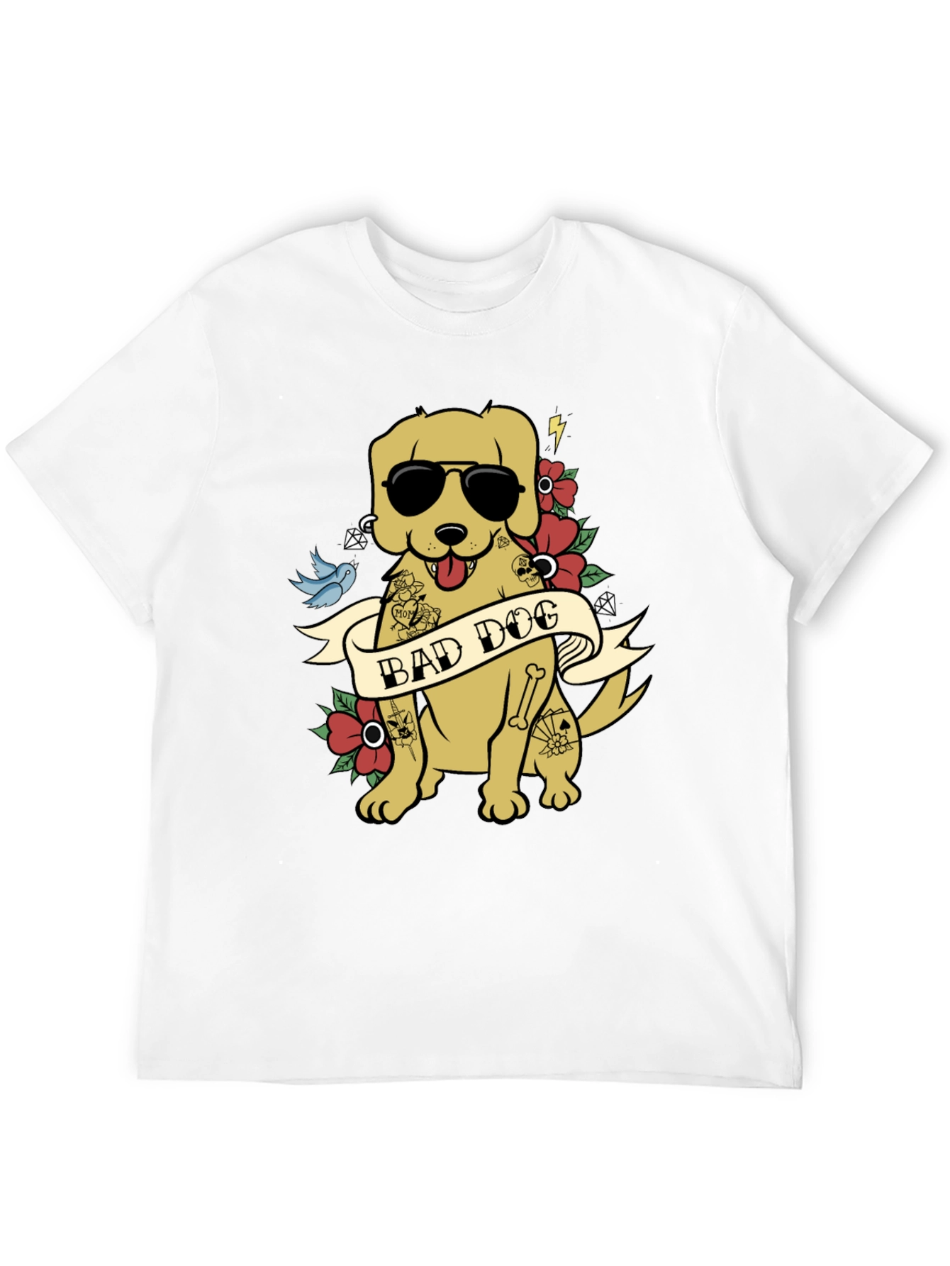 Bad Dog Graphic Tee - Funny Tattooed Dog T-Shirt