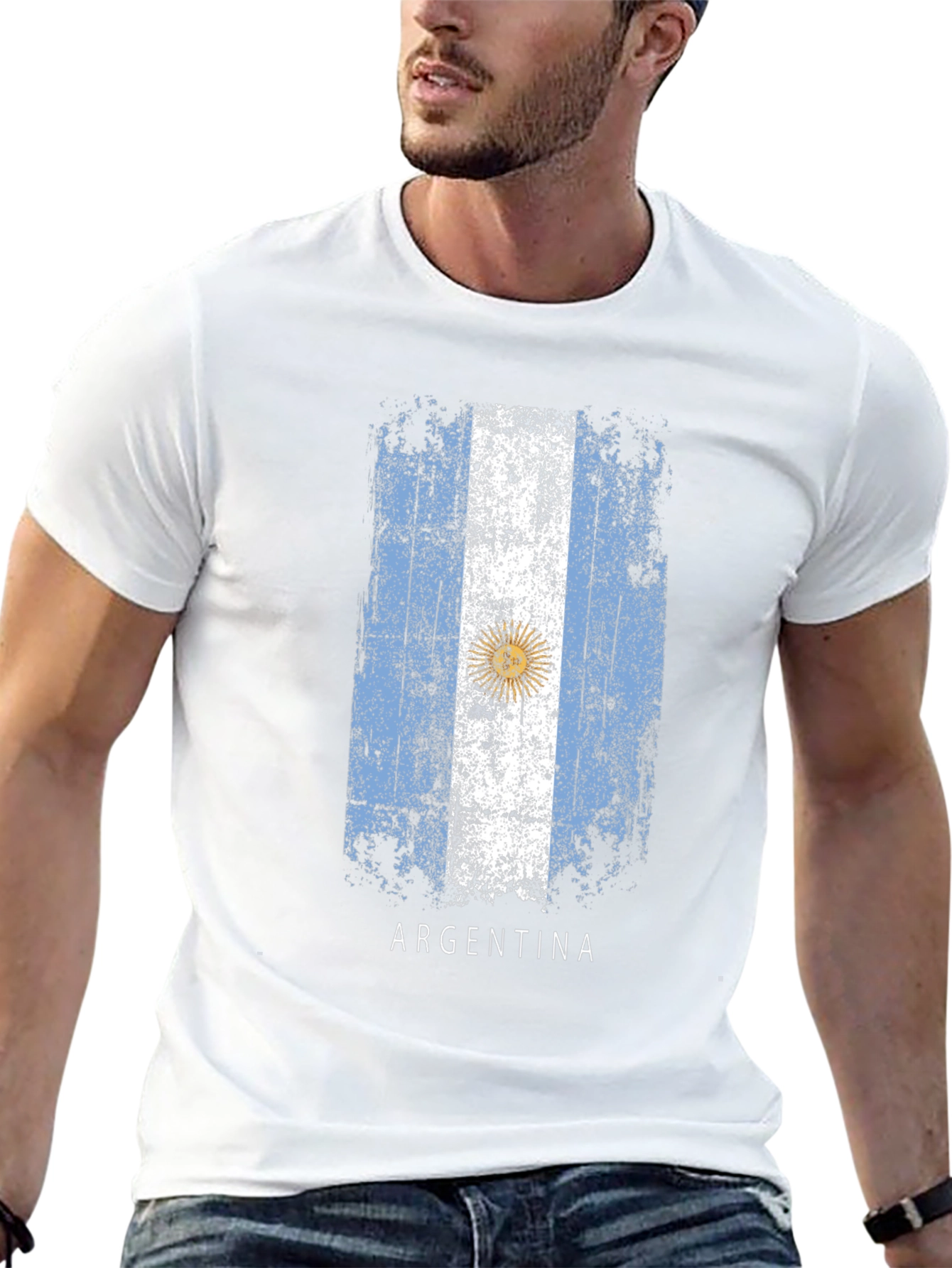 Argentina Flag T-Shirt - Black Cotton Tee