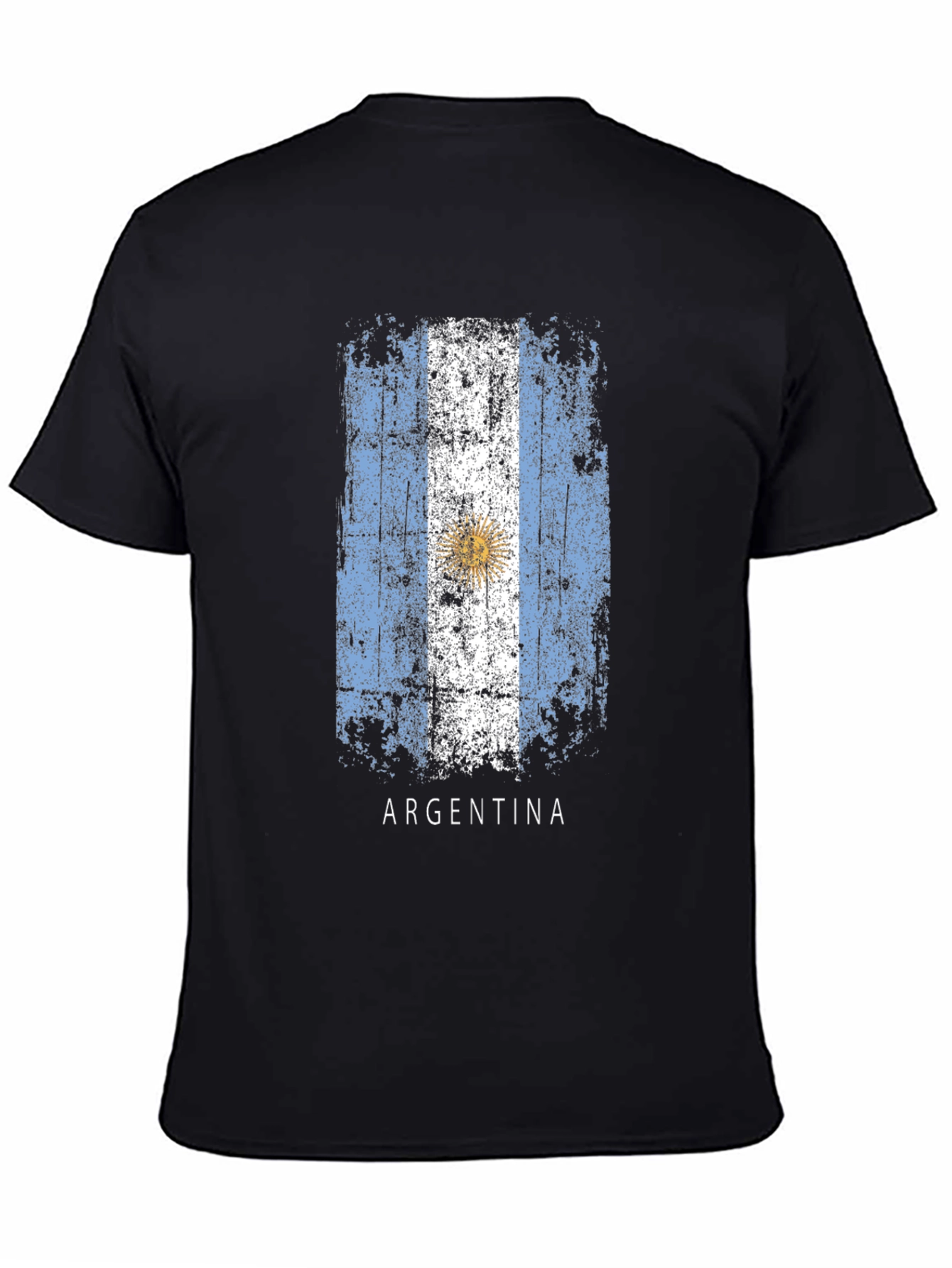 Argentina Flag T-Shirt - Black Cotton Tee