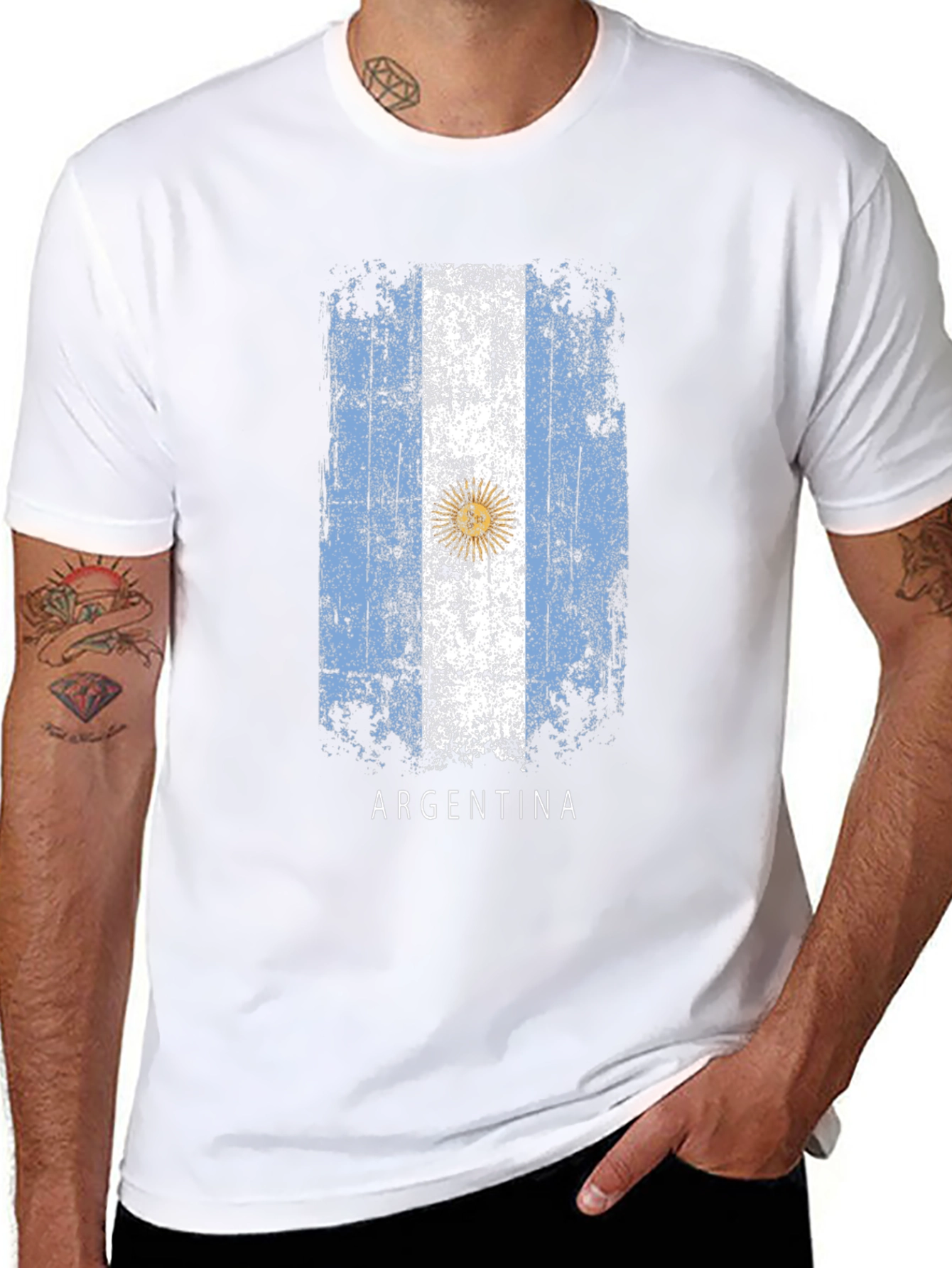 Argentina Flag T-Shirt - Black Cotton Tee