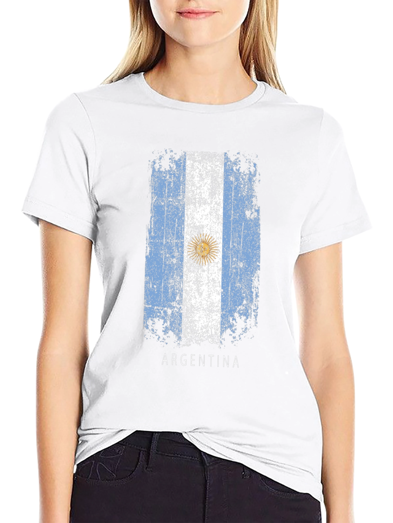 Argentina Flag T-Shirt - Black Cotton Tee