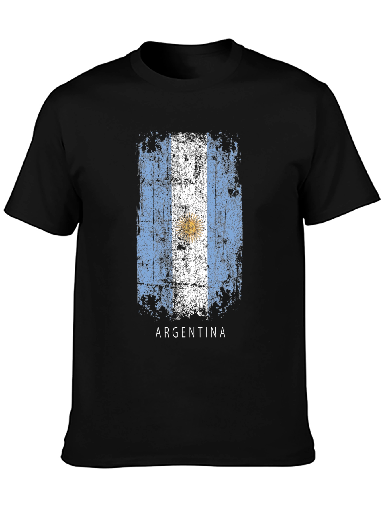 Argentina Flag T-Shirt - Black Cotton Tee