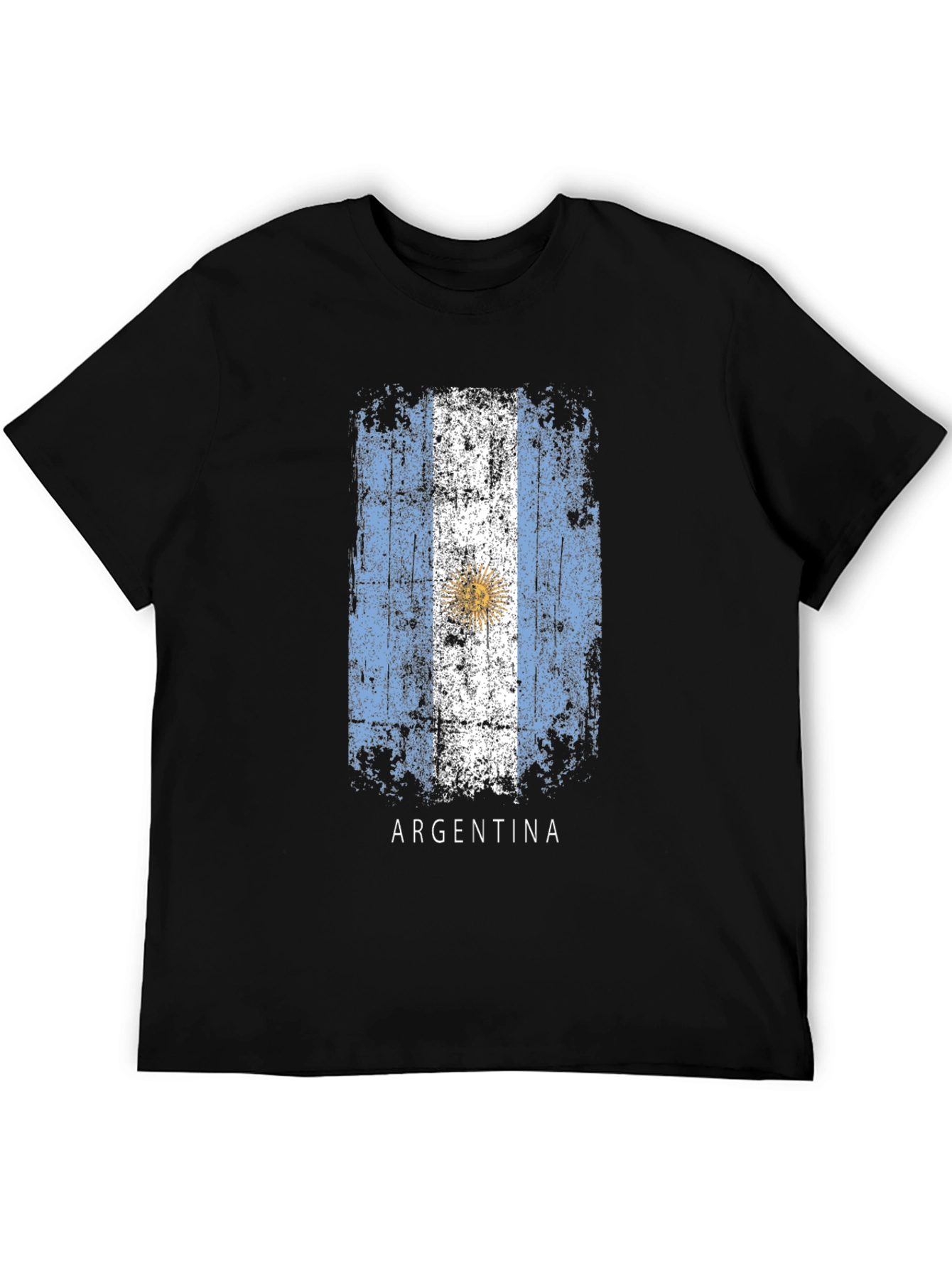 Argentina Flag T-Shirt - Black Cotton Tee