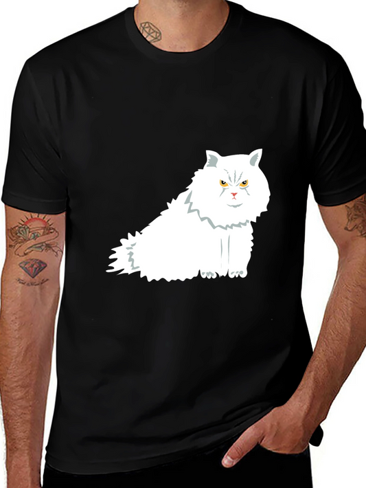 Cat Graphic Print Black T-Shirt