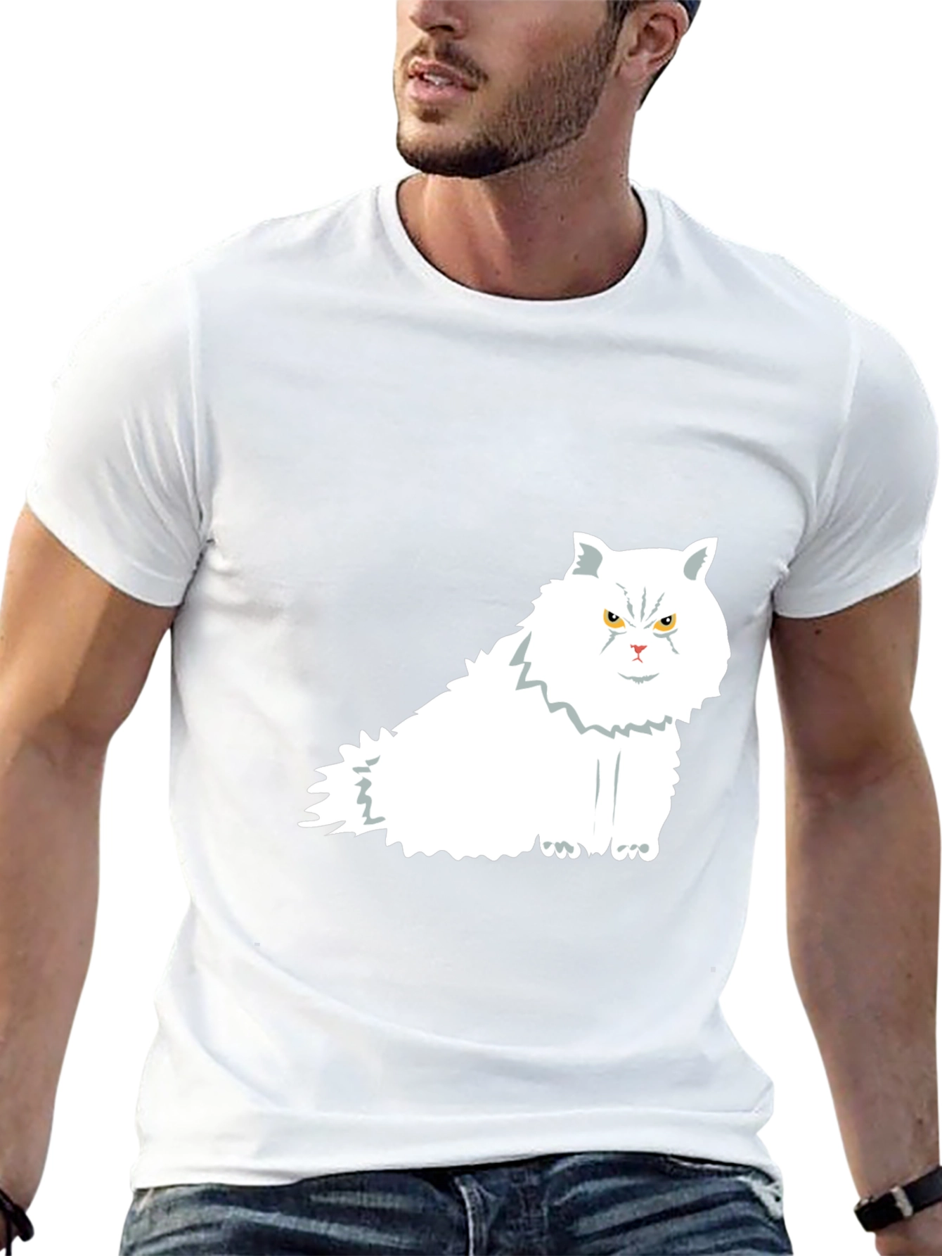 Cat Graphic Print Black T-Shirt