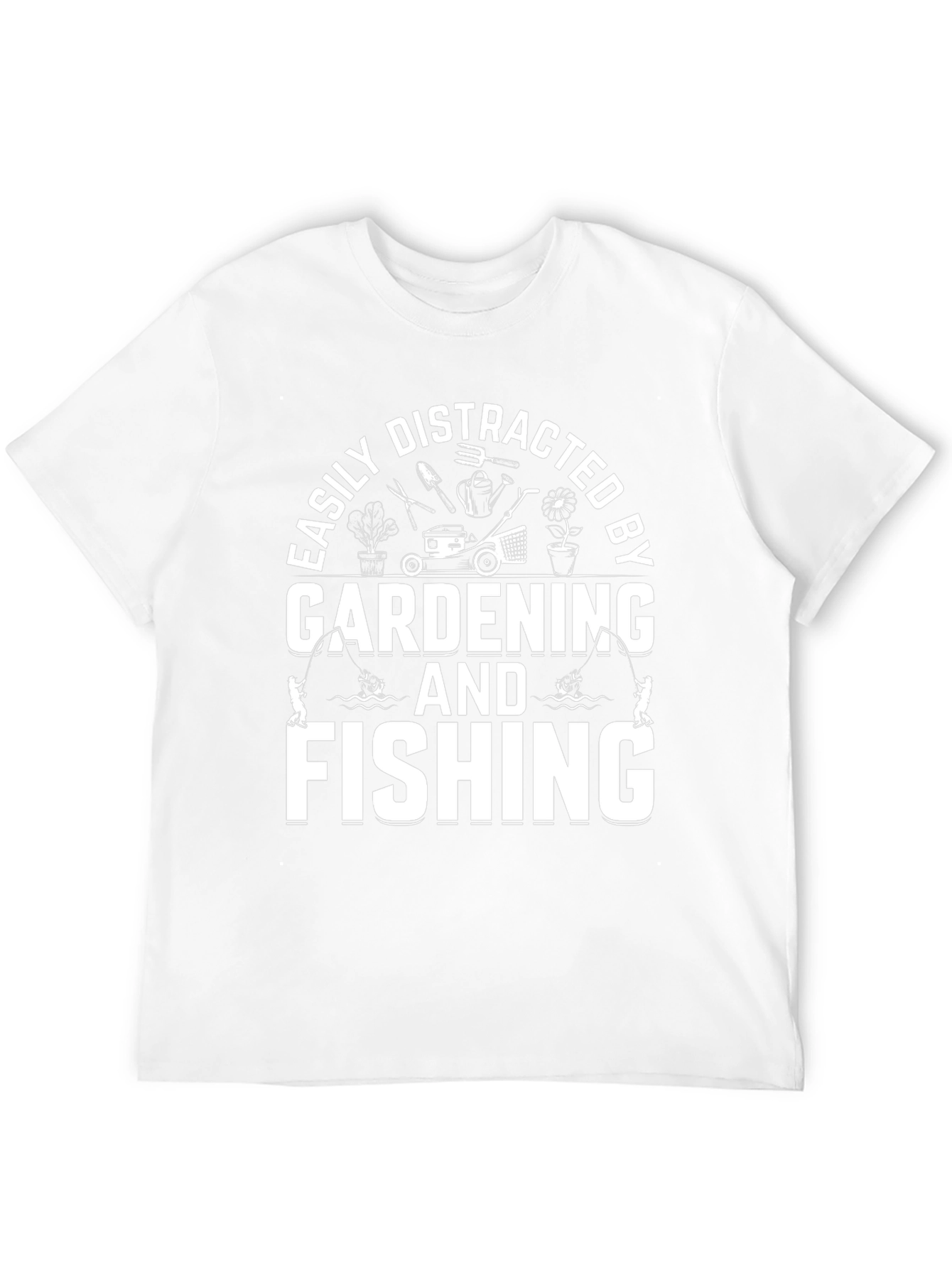 Easily Distracted Gardening & Fishing Black T-Shirt