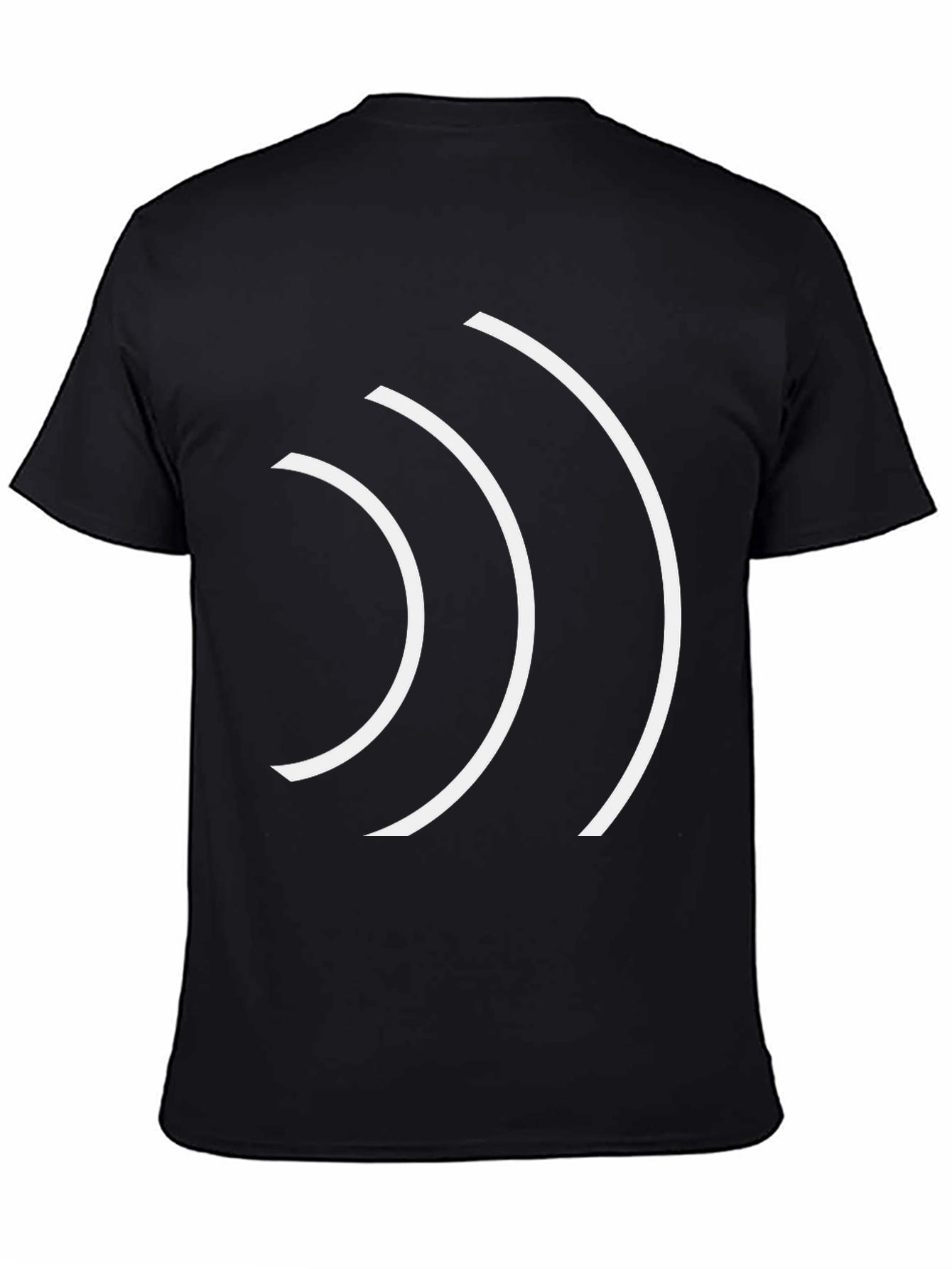 Minimalist White Wave Graphic Black T-Shirt