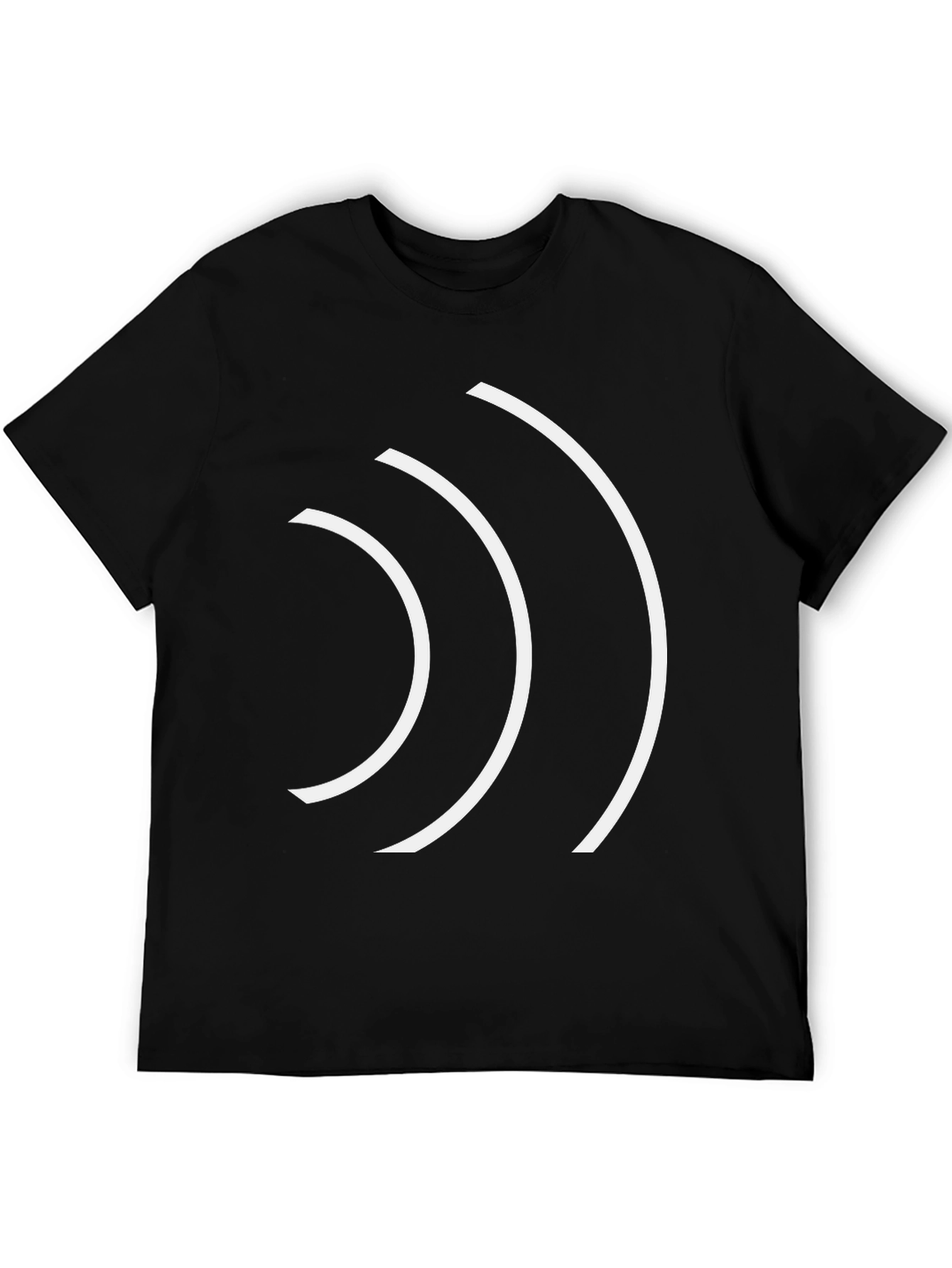 Minimalist White Wave Graphic Black T-Shirt