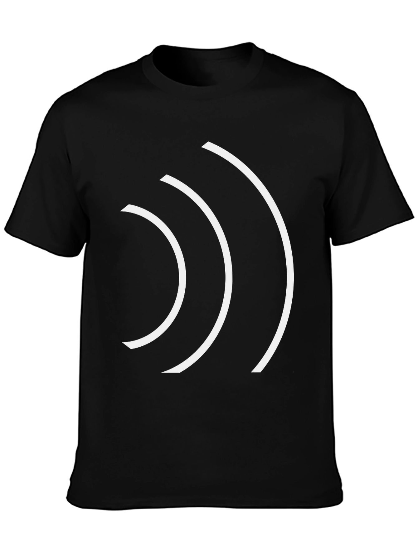 Minimalist White Wave Graphic Black T-Shirt