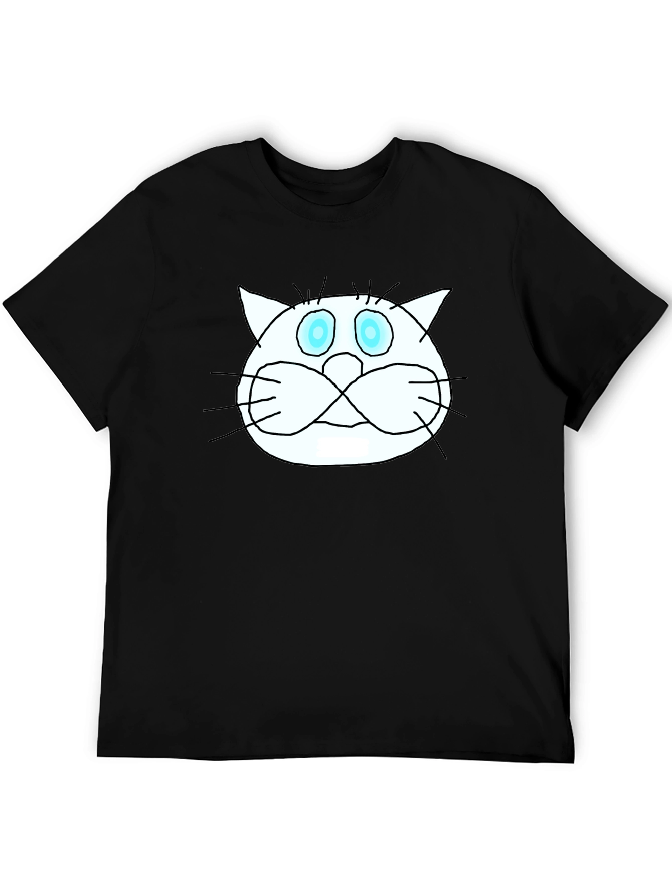 Funny Cat Graphic Tee - Black Crew Neck T-Shirt