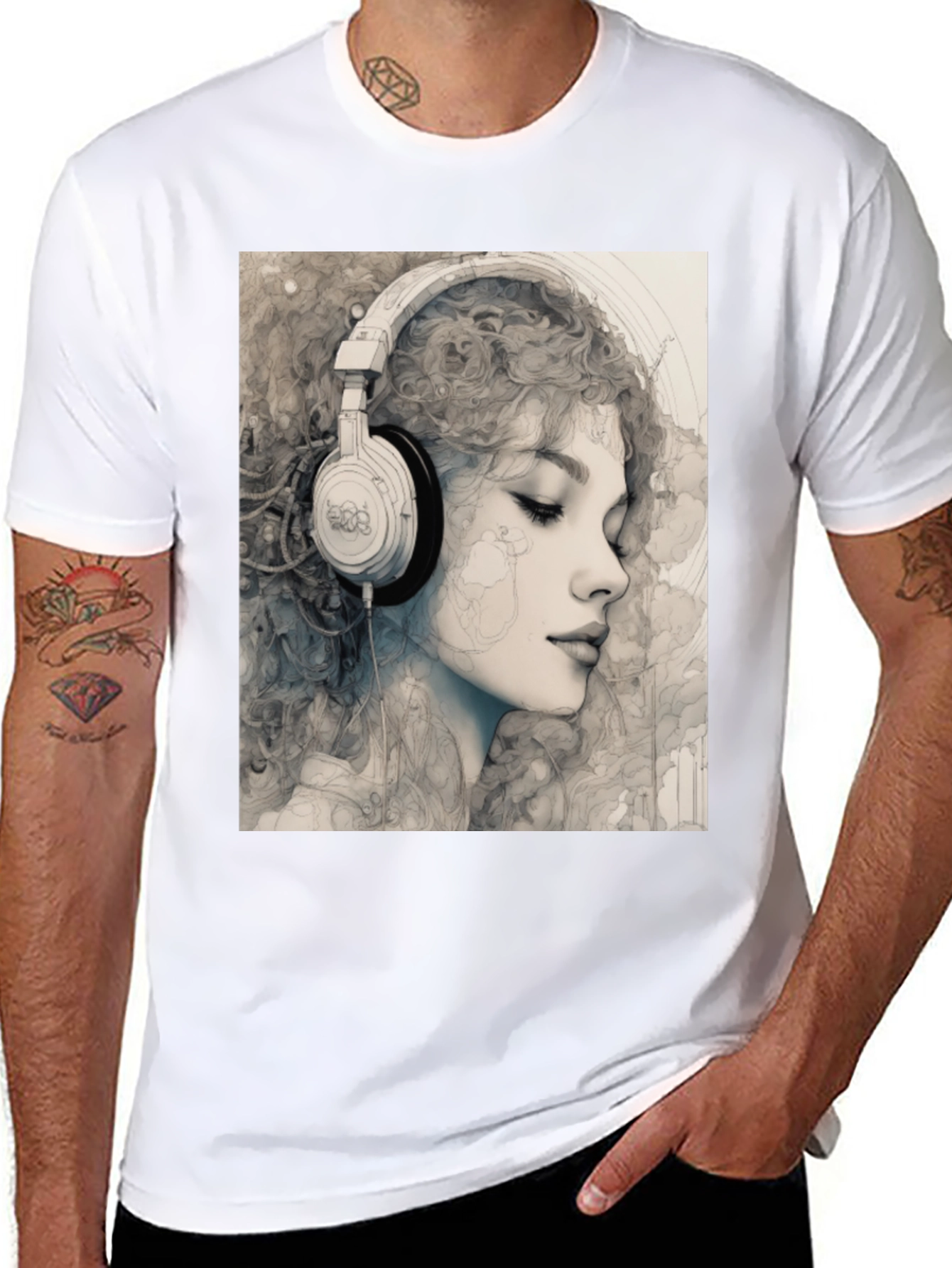 Woman with Headphones Graphic T-Shirt
