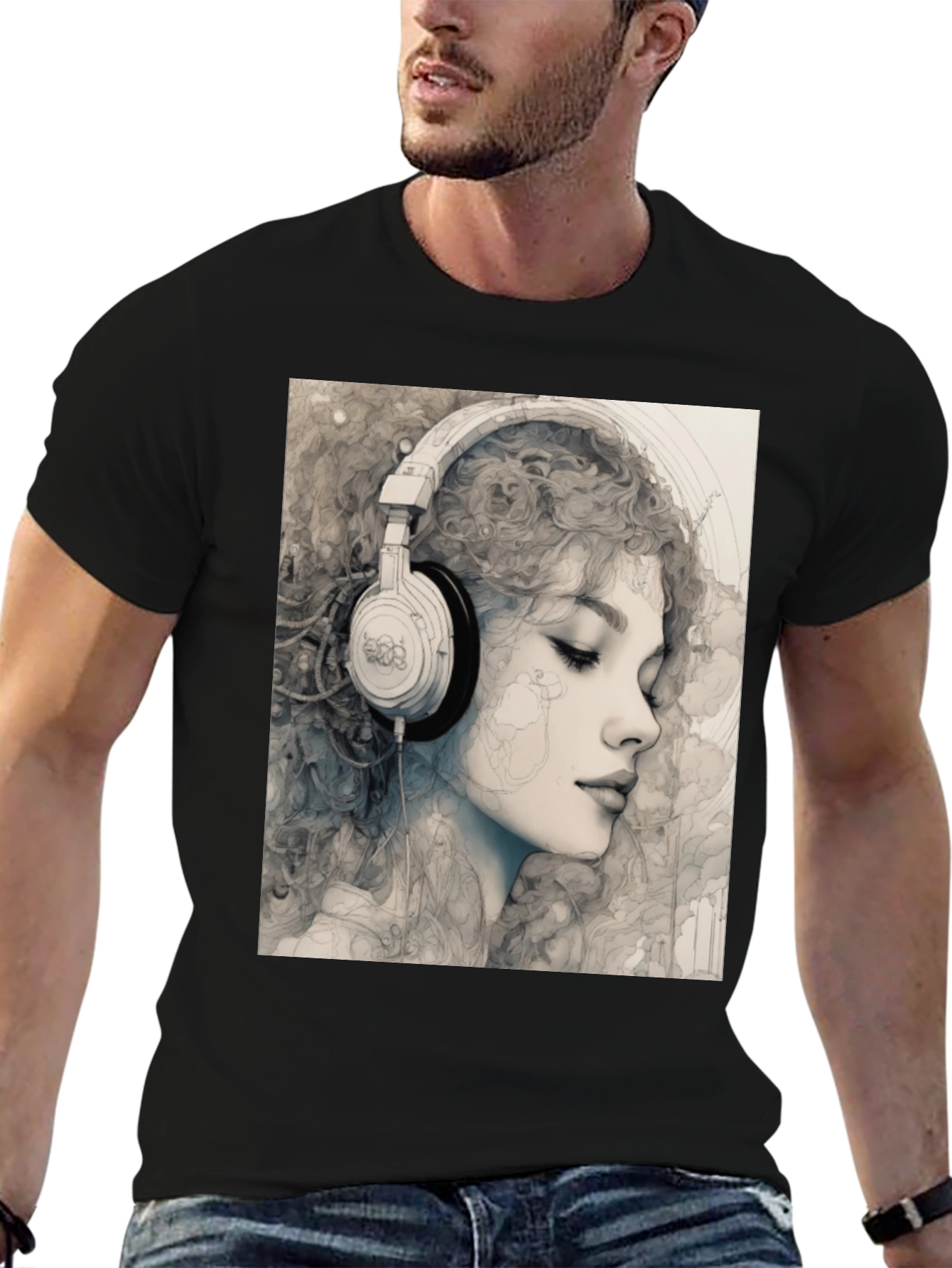 Woman with Headphones Graphic T-Shirt