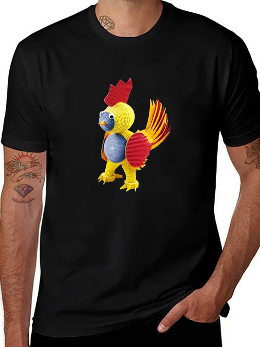 Novelty Quilled Chicken Graphic Tee - Black