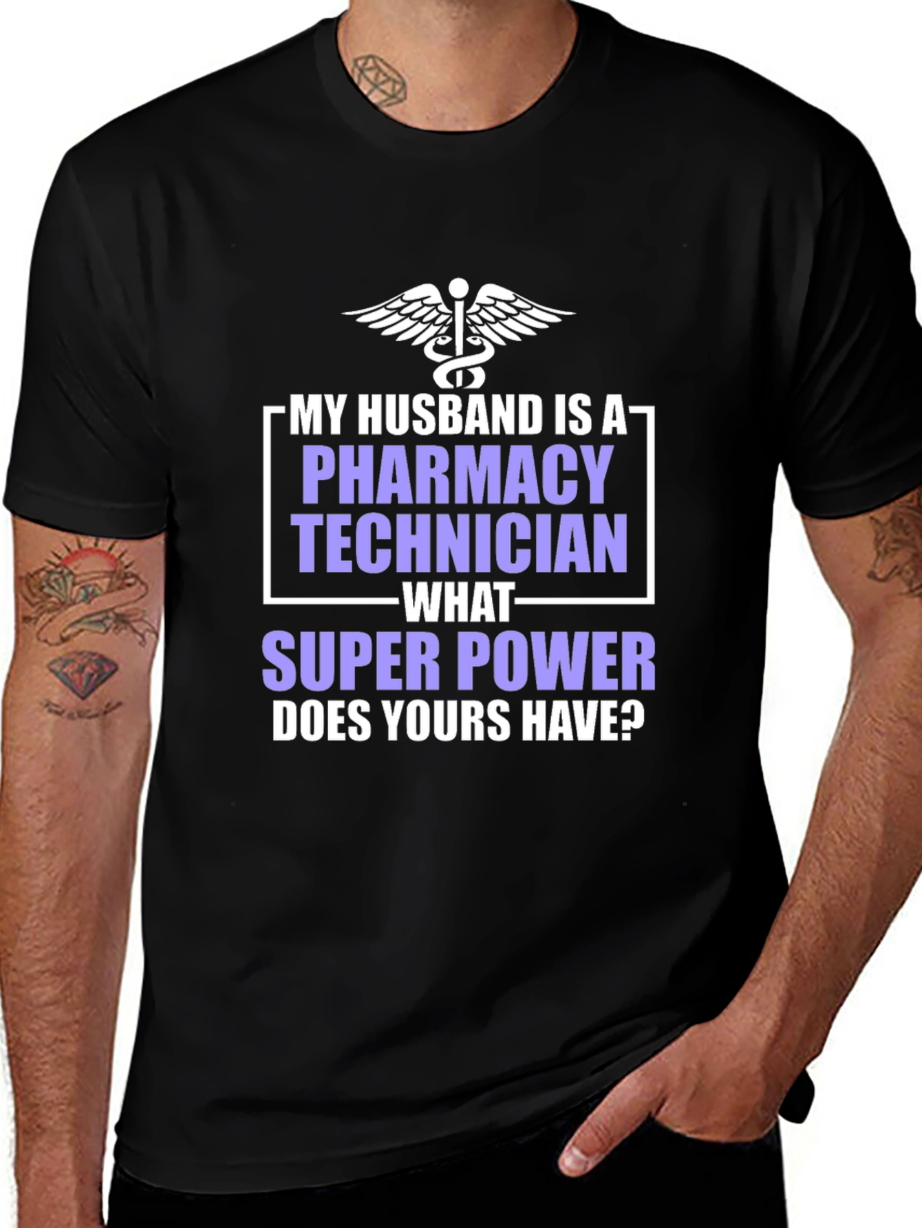 Pharmacy Technician Husband Superpower T-Shirt
