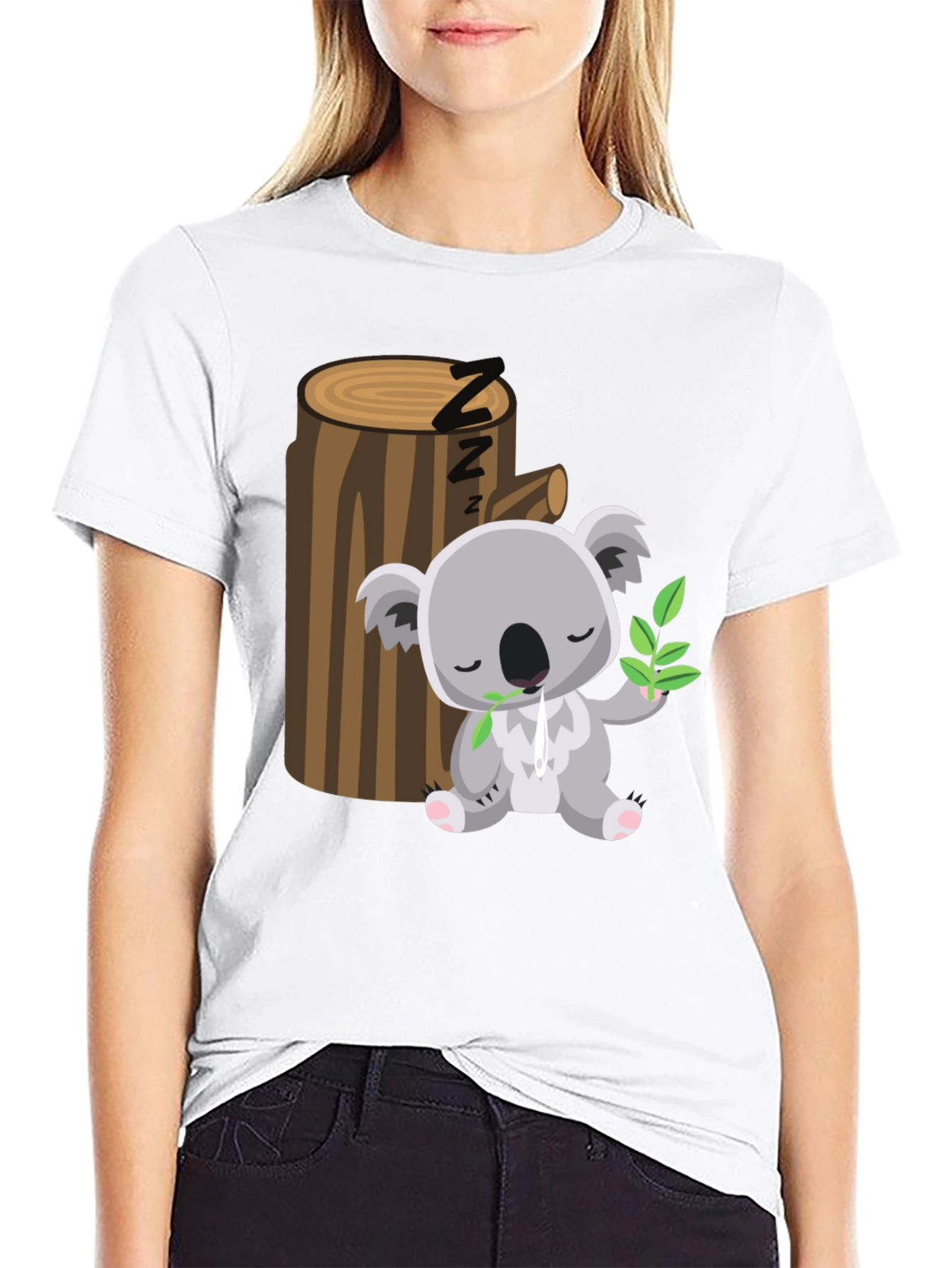 Sleeping Koala Graphic Tee - Comfy Black T-Shirt