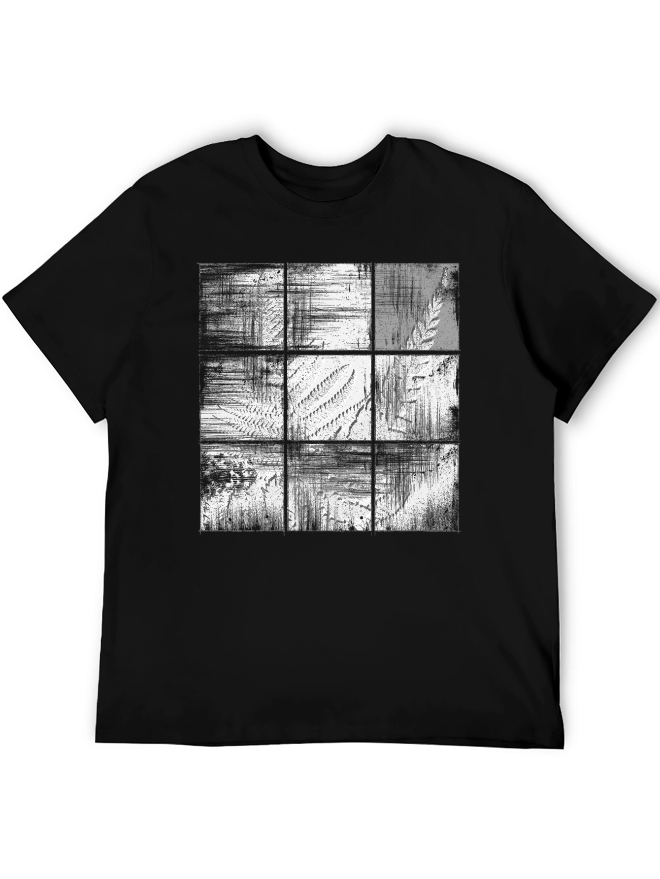 Grunge Fern Graphic Black T-Shirt