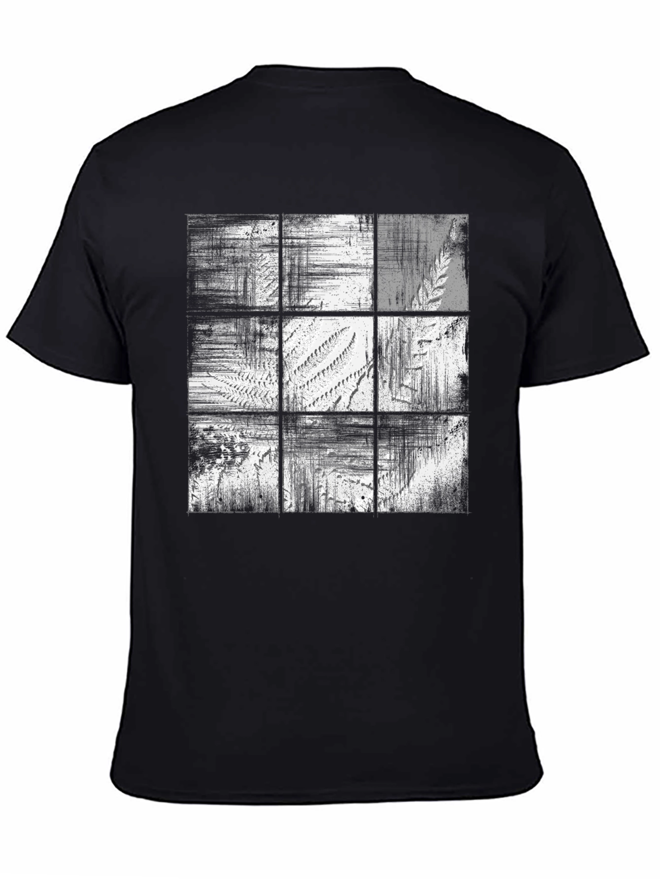 Grunge Fern Graphic Black T-Shirt