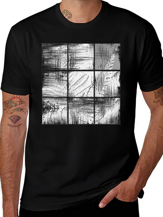 Grunge Fern Graphic Black T-Shirt