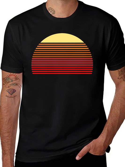 Retro Sunset T-Shirt - Vintage Striped Design Tee