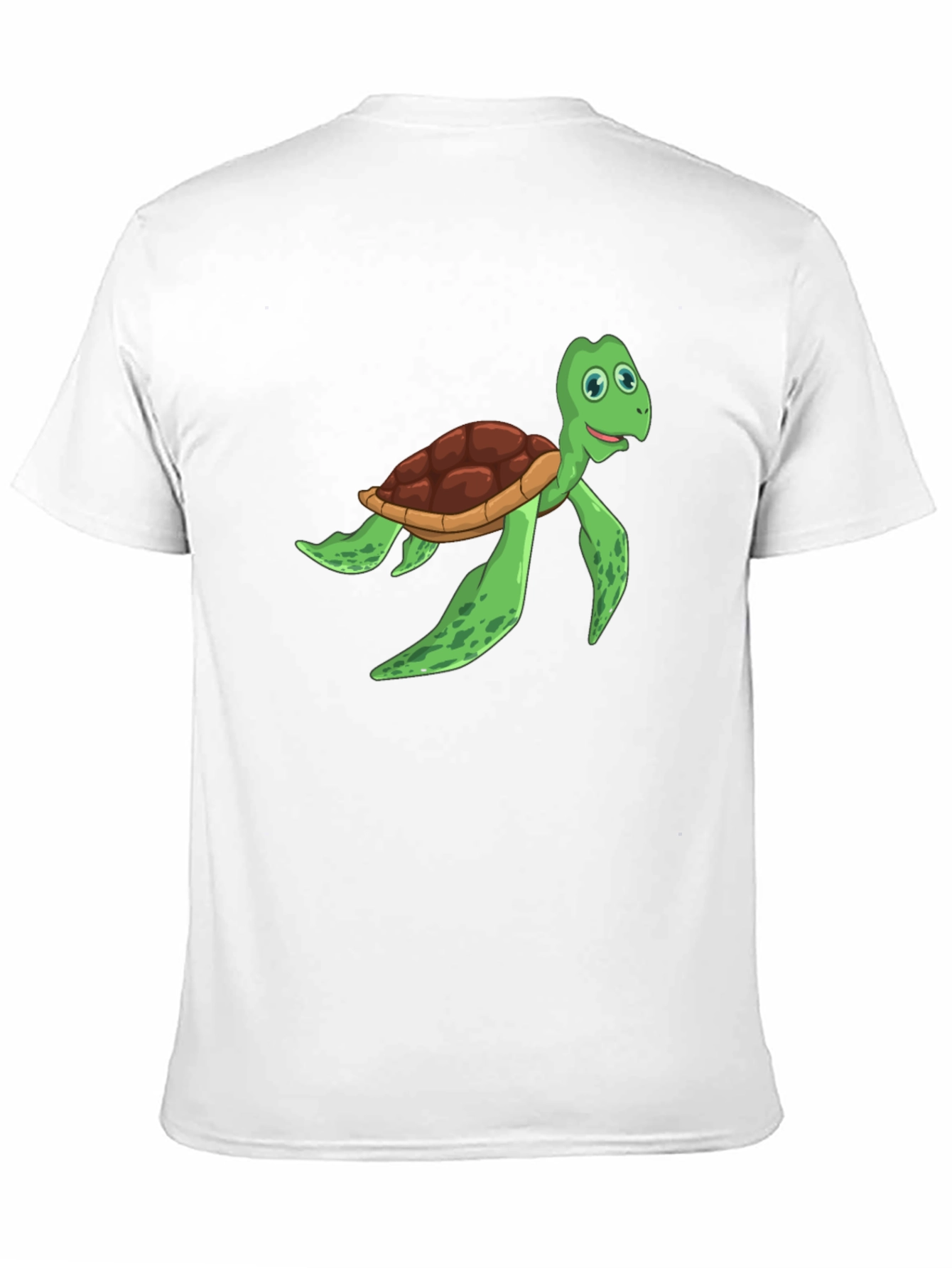Cartoon Turtle Graphic Tee - Black Cotton T-Shirt