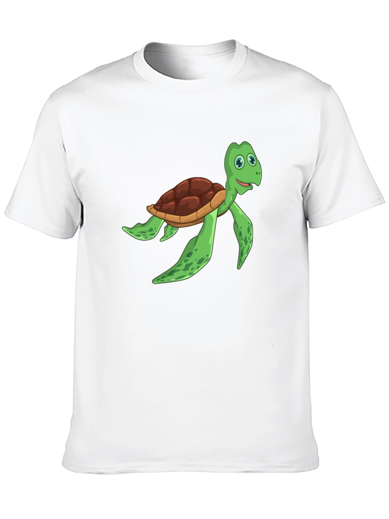 Cartoon Turtle Graphic Tee - Black Cotton T-Shirt