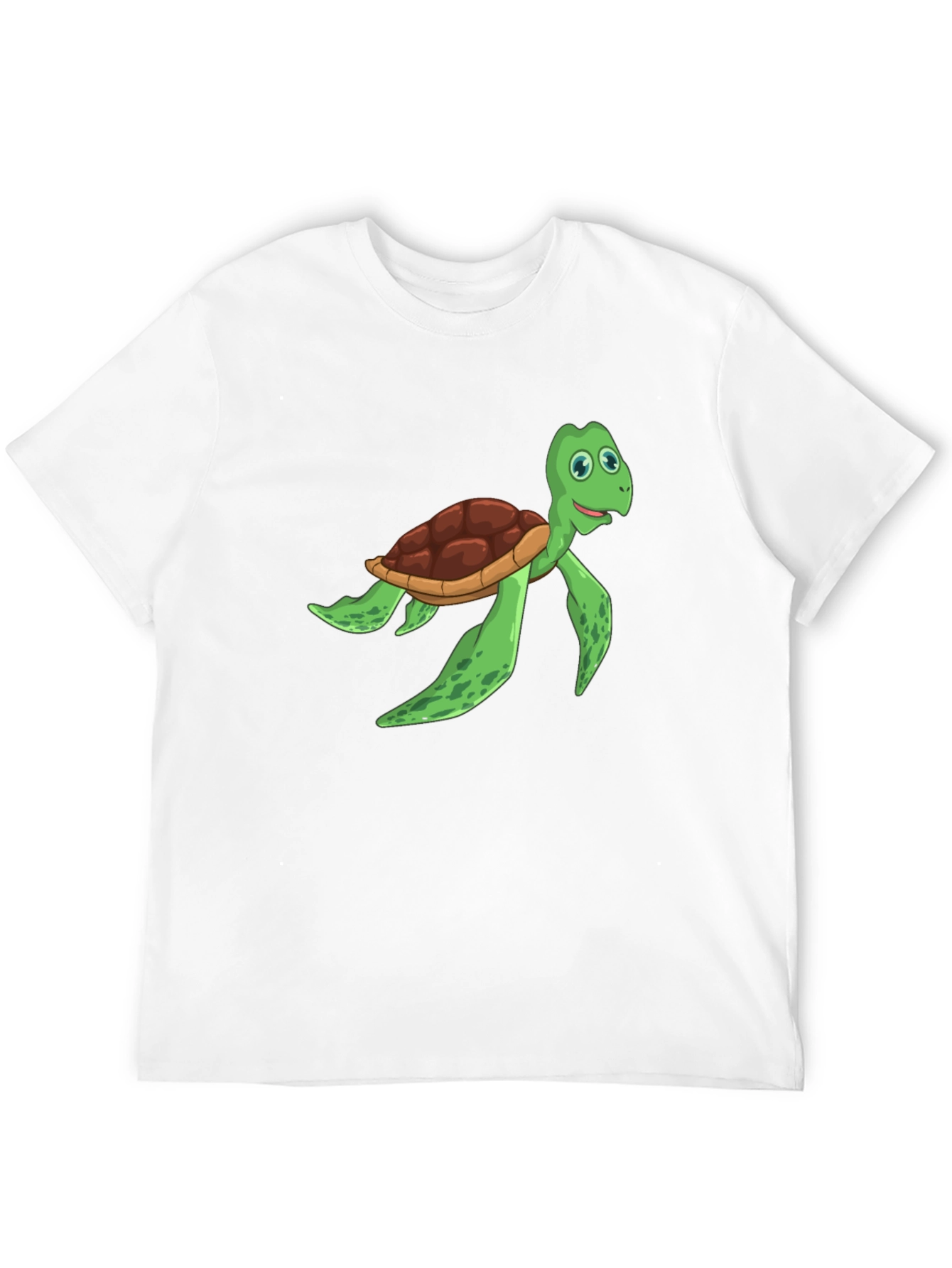Cartoon Turtle Graphic Tee - Black Cotton T-Shirt