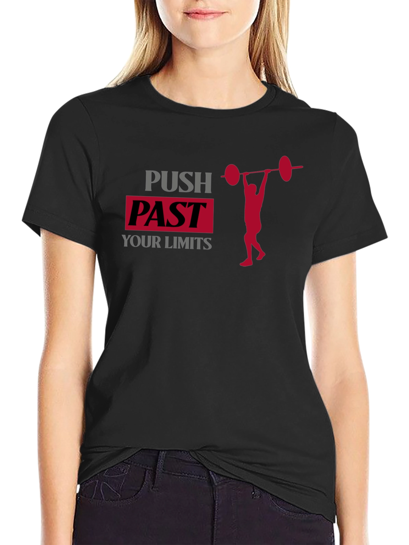 Push Past Your Limits Black Graphic T-Shirt