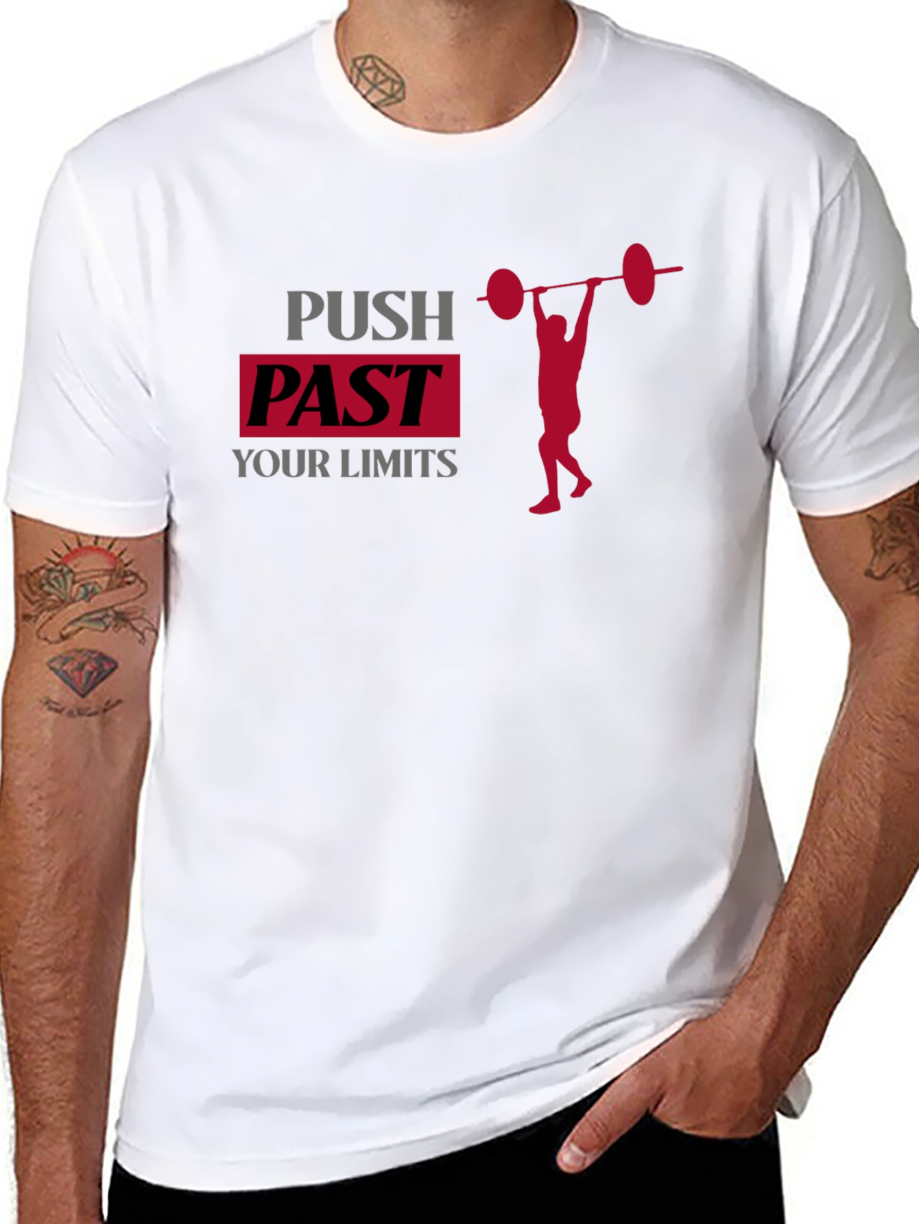 Push Past Your Limits Black Graphic T-Shirt