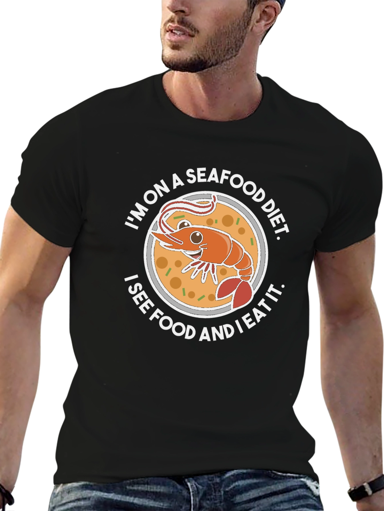 Seafood Diet Funny Graphic T-Shirt