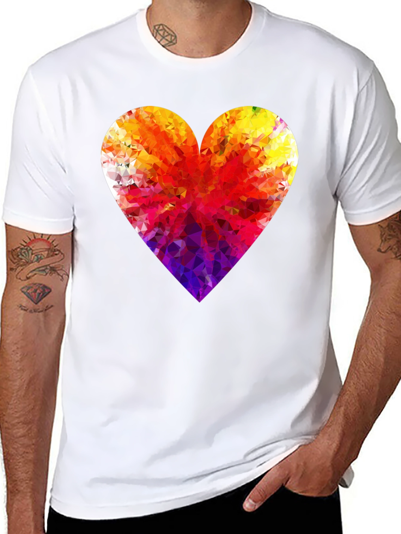 Geometric Heart Graphic Tee - Modern Black T-Shirt