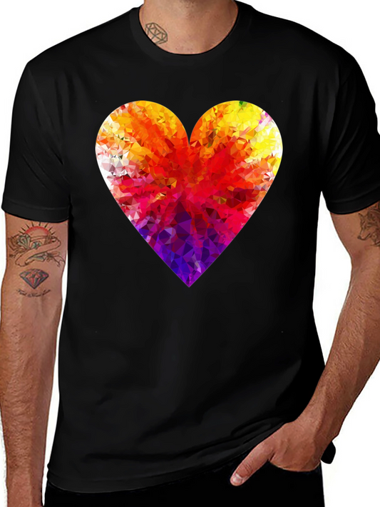 Geometric Heart Graphic Tee - Modern Black T-Shirt