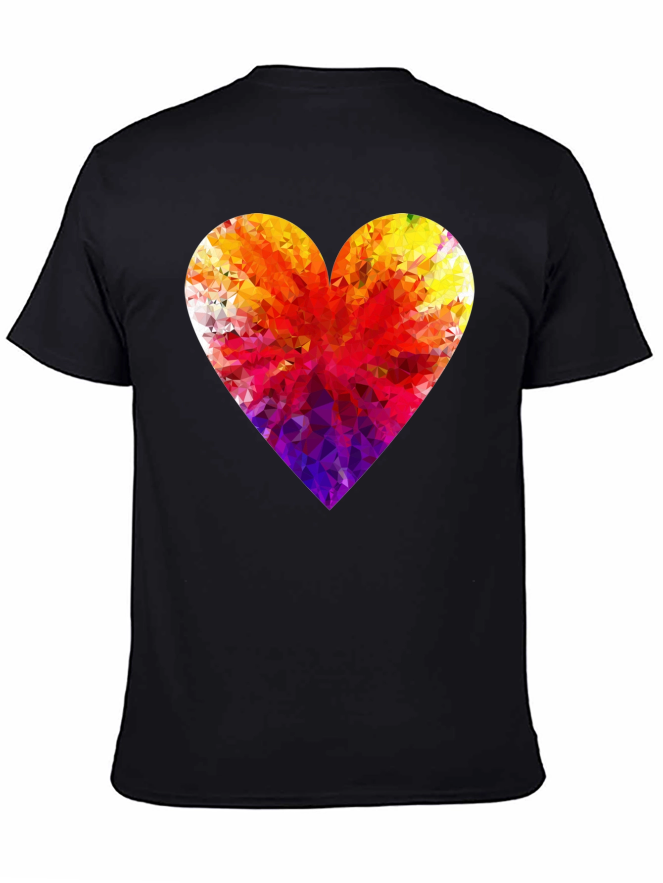 Geometric Heart Graphic Tee - Modern Black T-Shirt