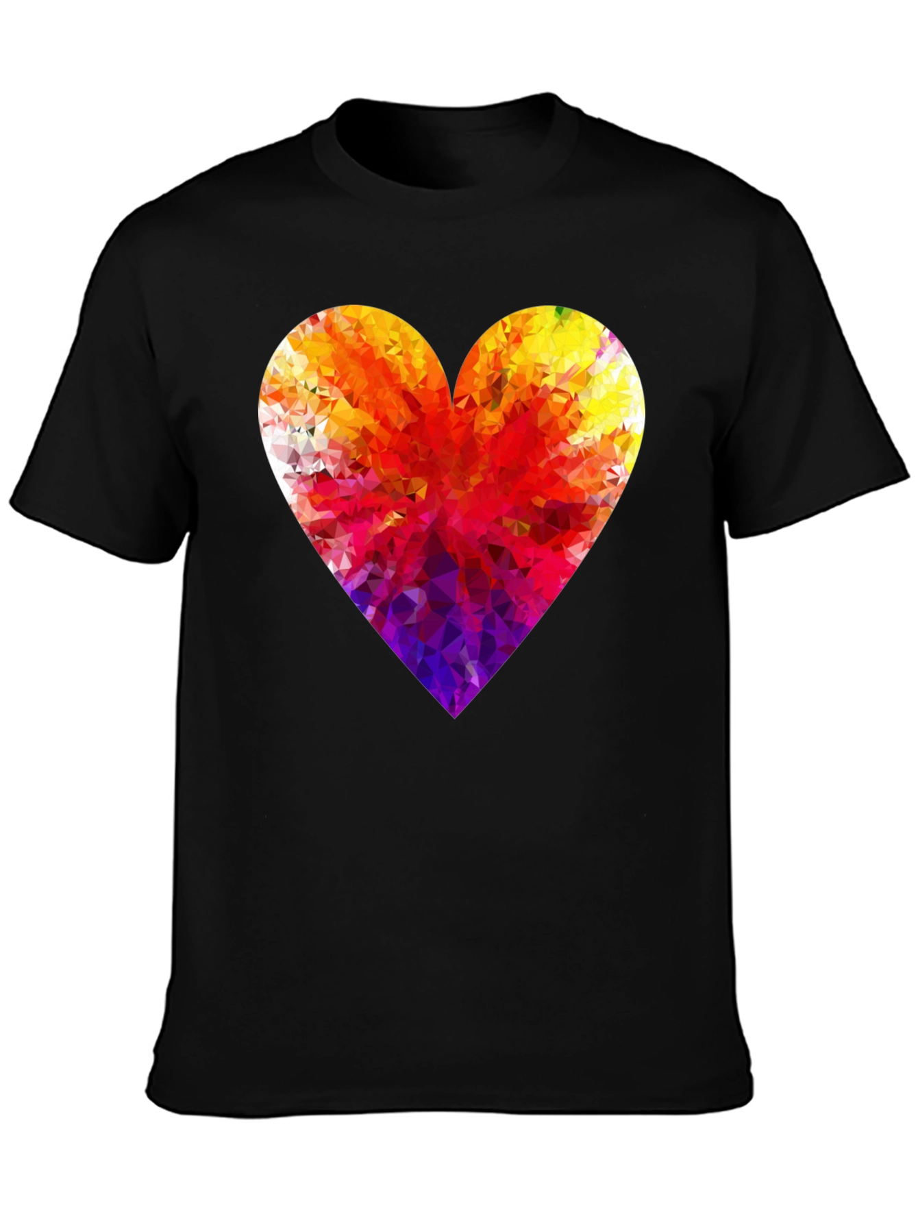 Geometric Heart Graphic Tee - Modern Black T-Shirt