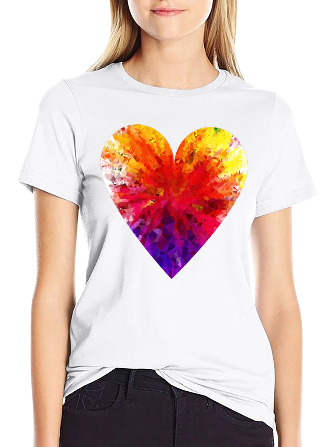 Geometric Heart Graphic Tee - Modern Black T-Shirt