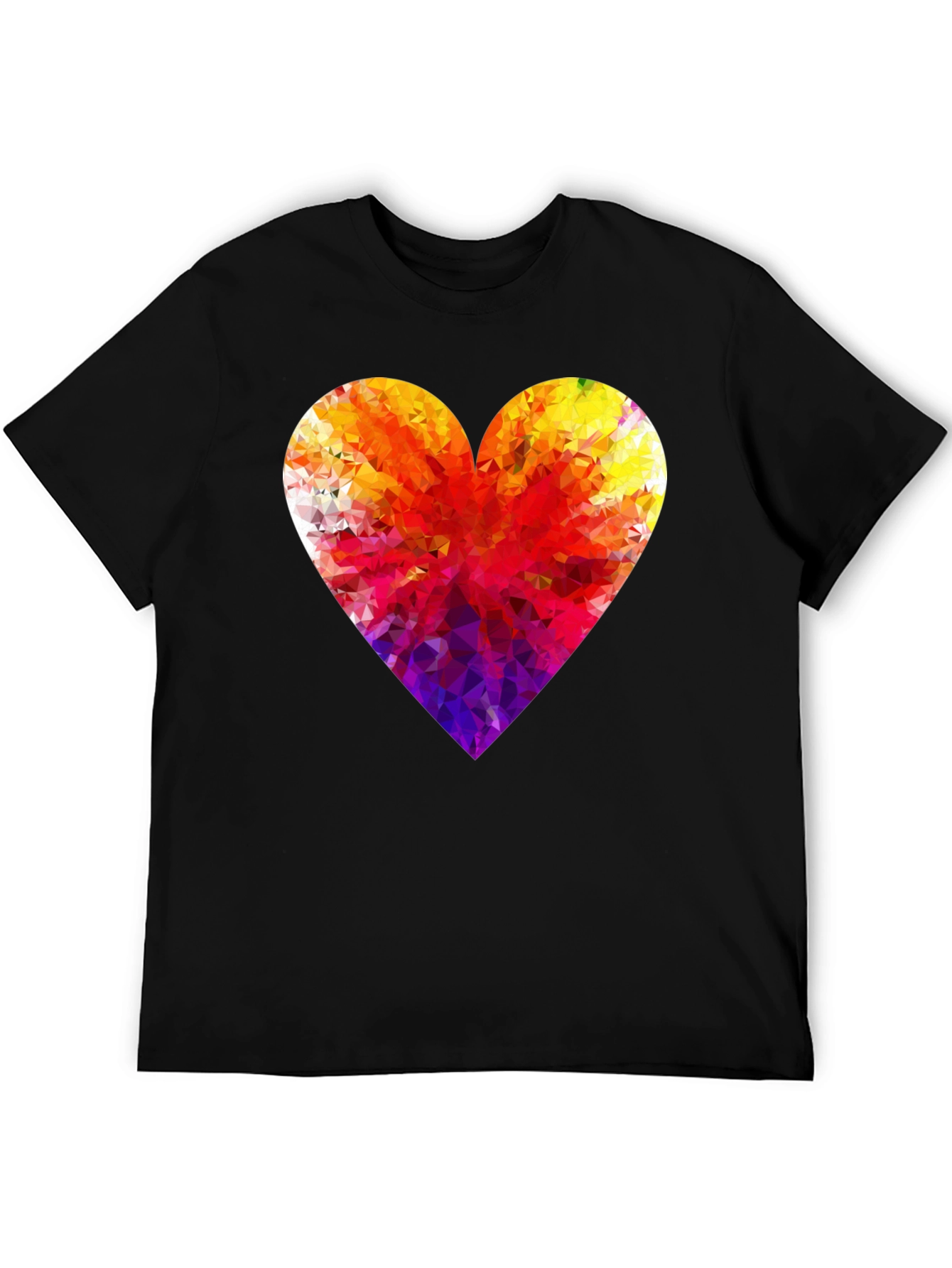 Geometric Heart Graphic Tee - Modern Black T-Shirt