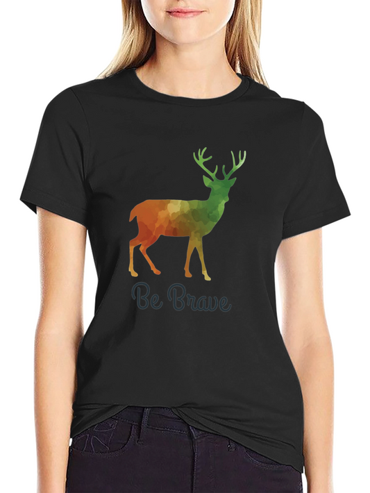 Be Brave Deer Graphic Tee - Soft Black Cotton Blend