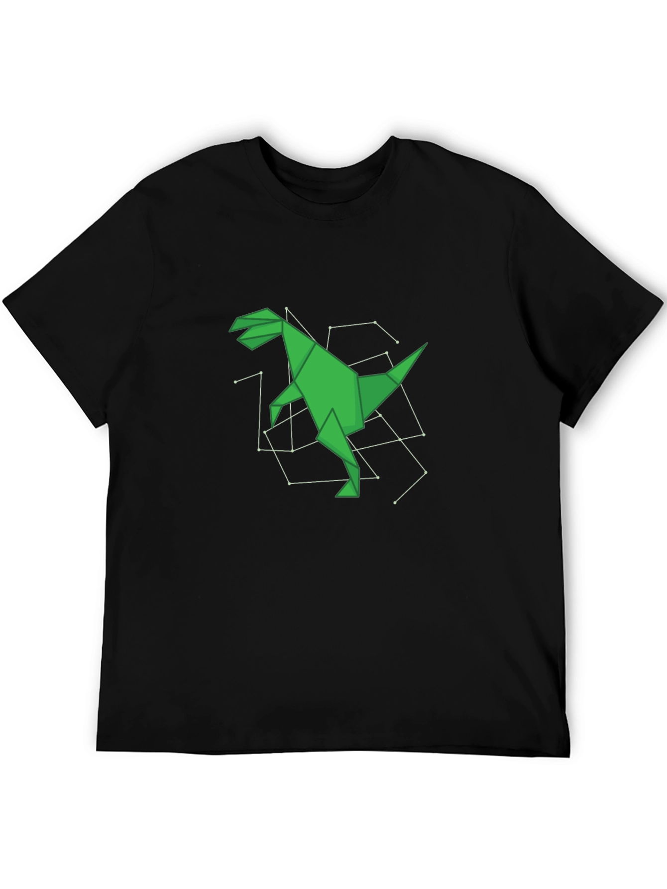 Origami Dinosaur Black T-Shirt