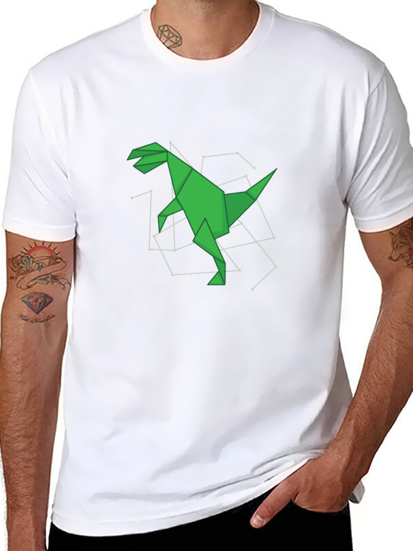 Origami Dinosaur Black T-Shirt
