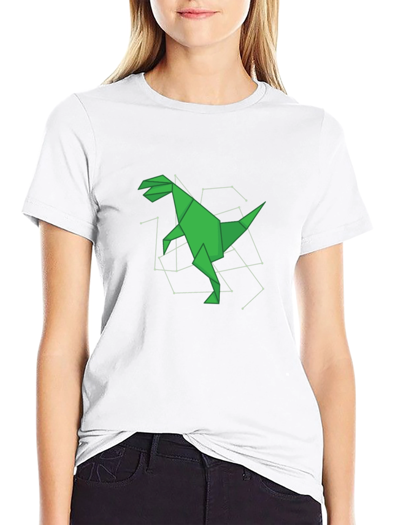 Origami Dinosaur Black T-Shirt