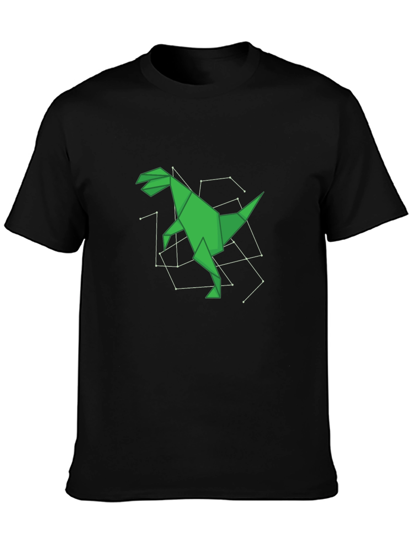 Origami Dinosaur Black T-Shirt