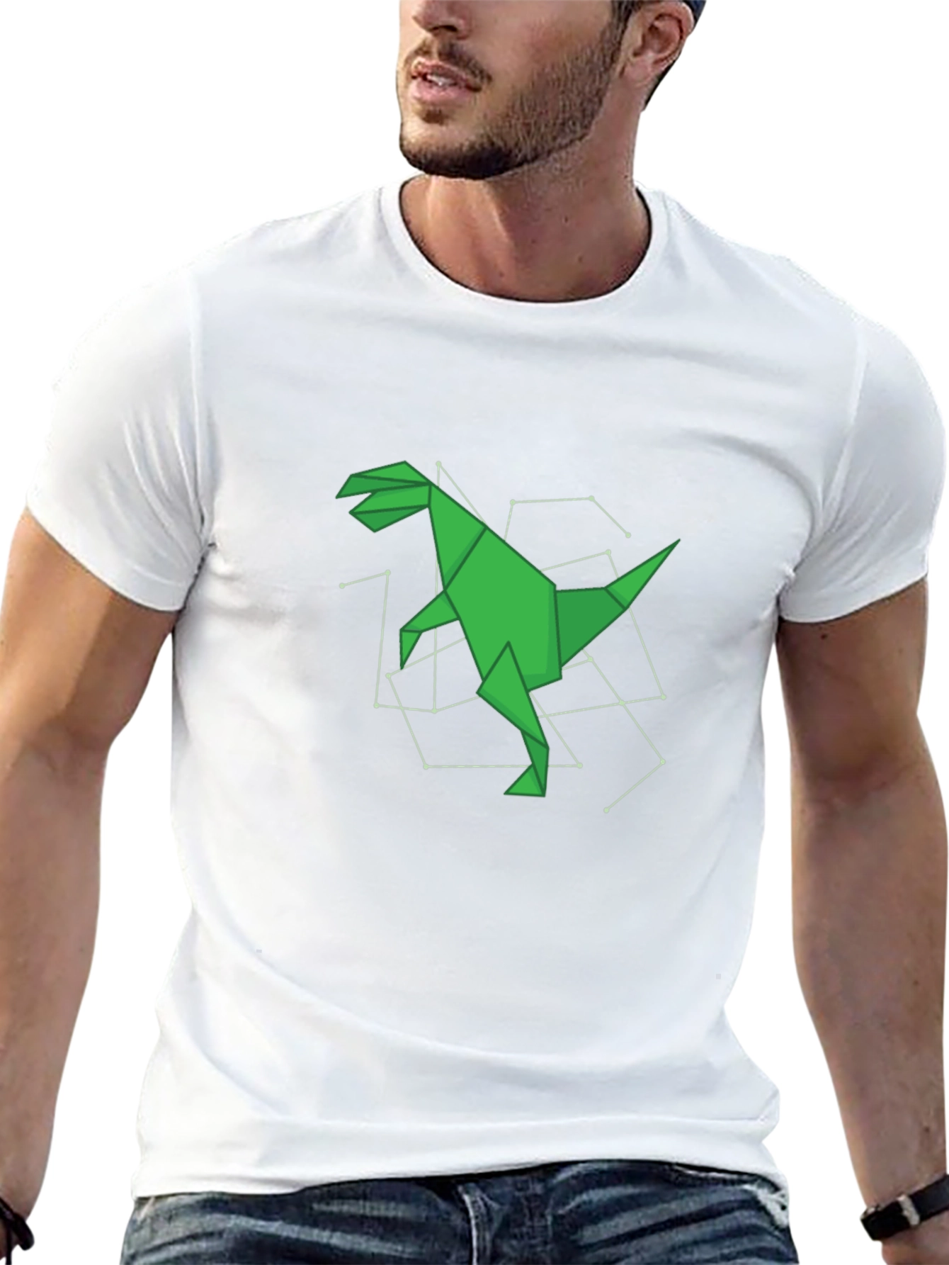 Origami Dinosaur Black T-Shirt