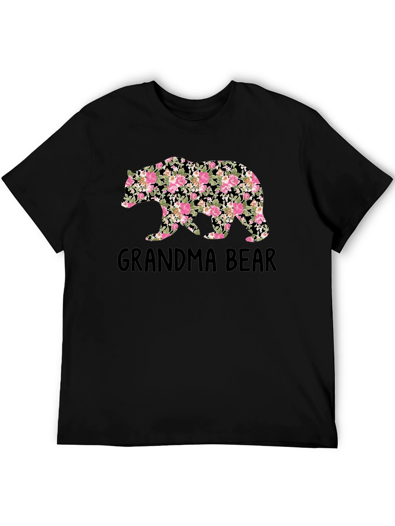 Grandma Bear Floral Print T-Shirt
